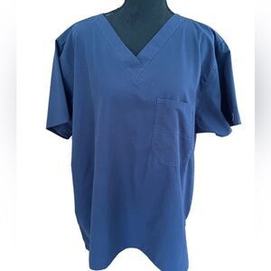 Carhartt Premium Unisex V-Neck Chest Pocket Scrub Top-C10001, navy blue, size L